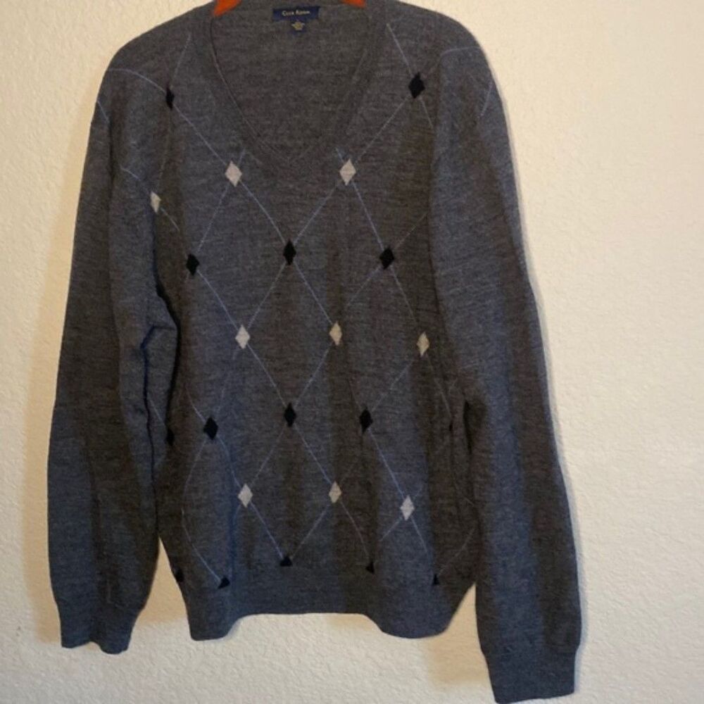 Club room sweater merino wool diamond preppy men golf money  luxury preppy L